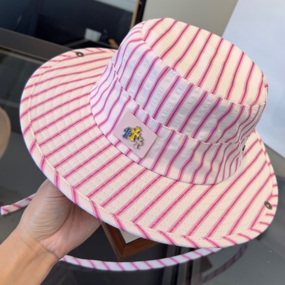 Chrome Hearts Pink and White Striped Bucket Hat main image 7
